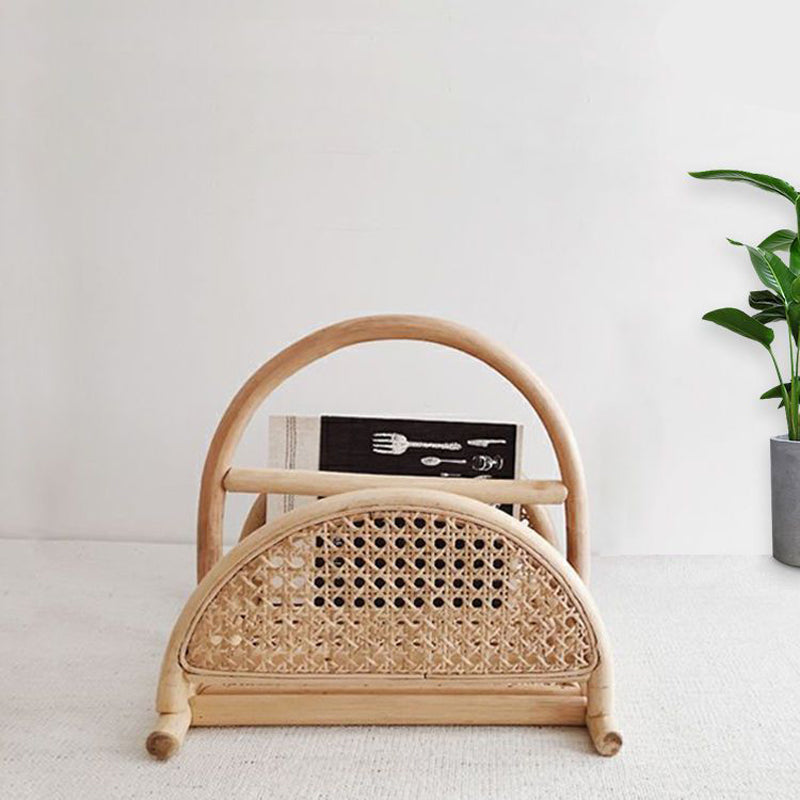 Zenyara Rattan Magazine Shelf Creative Bookshelf