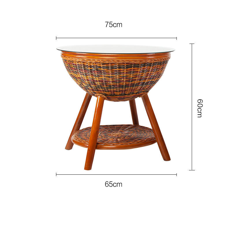 ZenyaraHome Rattan End Table, Vintage Small Table
