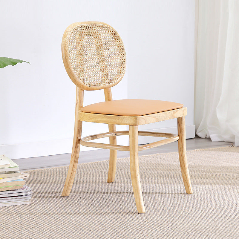 Zenyara Rattan Chair, Modern Minimalist Backrest Made of White Wax Wood