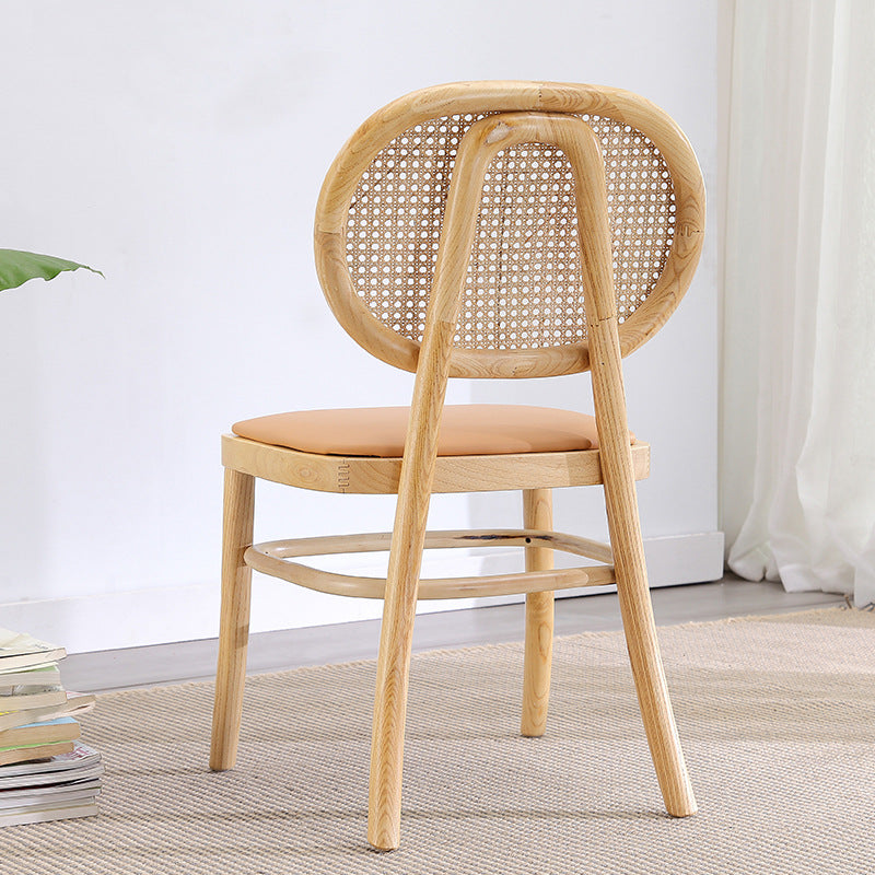 Zenyara Rattan Chair, Modern Minimalist Backrest Made of White Wax Wood