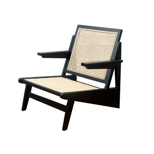 Zenyara Solid Wood Frame+Rattan Woven Arm Kangaroo Chair, Breathable, Comfortable And Elastic