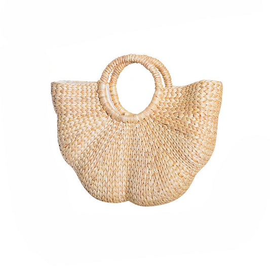 Zenyara Straw Woven, Wave Moon Shaped Handbag