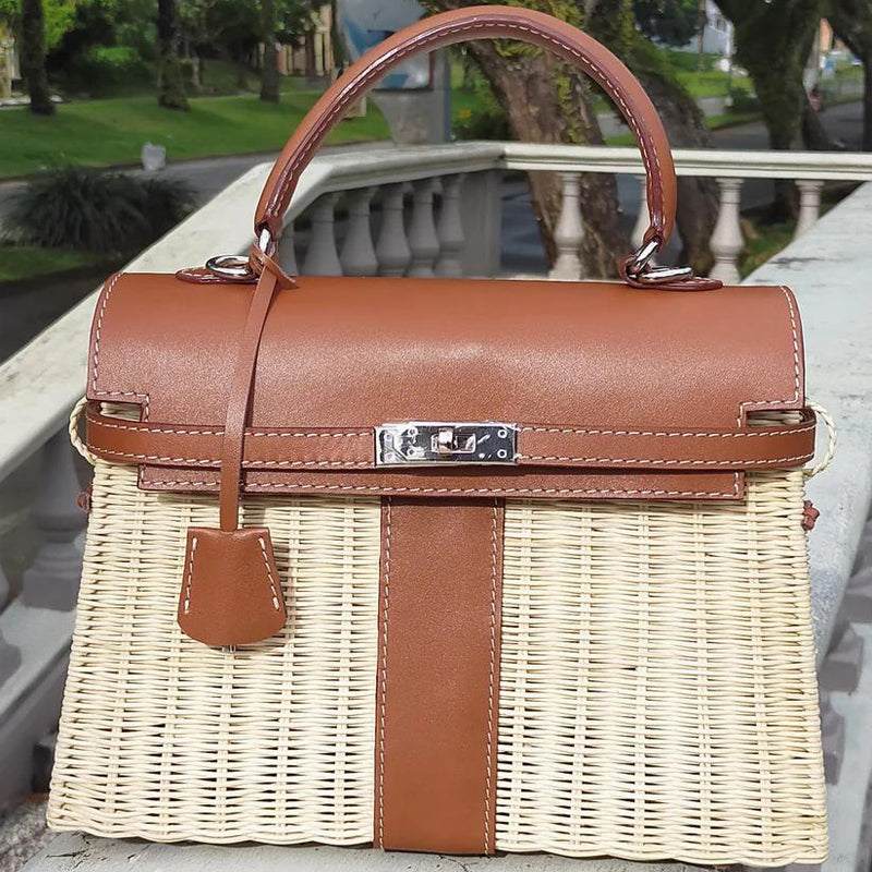 Zenyara Rattan Weaving Classic Handbag