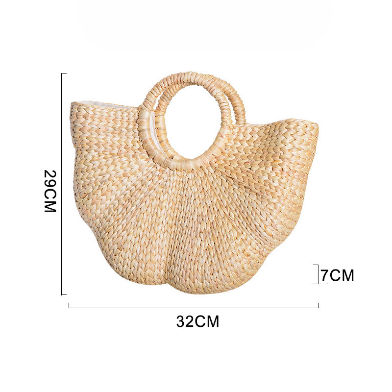 Zenyara Straw Woven, Wave Moon Shaped Handbag