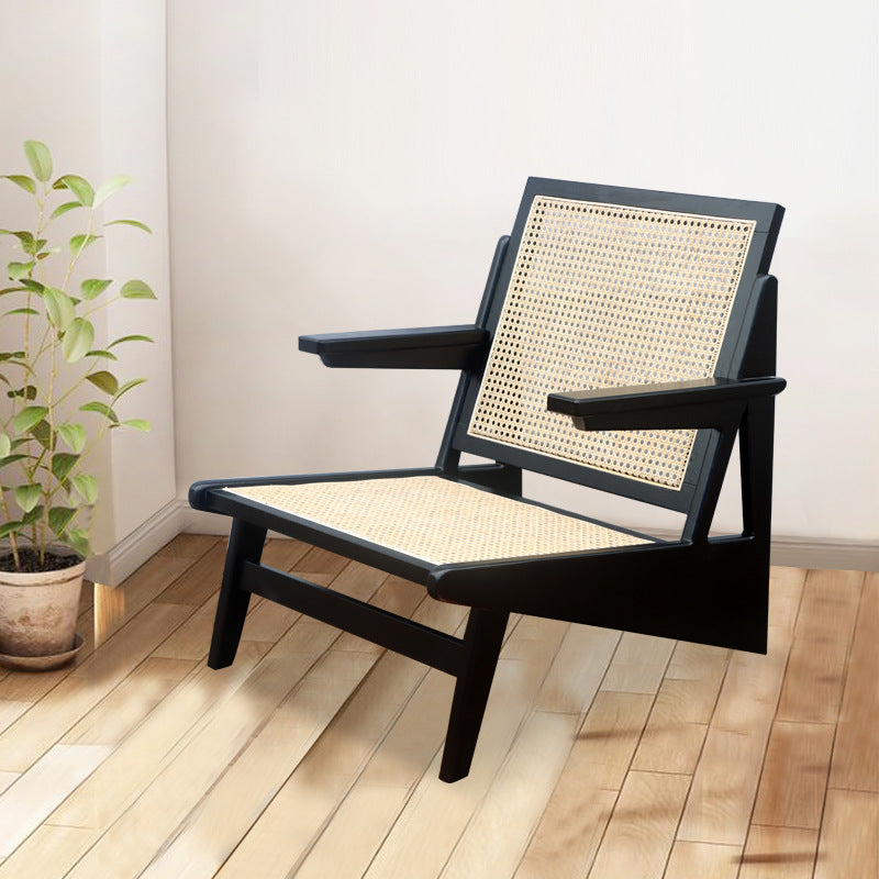 Zenyara Solid Wood Frame+Rattan Woven Arm Kangaroo Chair, Breathable, Comfortable And Elastic