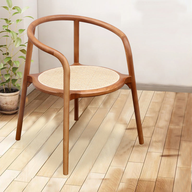 Zenyara Solid Wood Rattan Chair With Anti-collision Rounded Corners, Armrests And Backrestloop Chairs