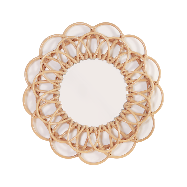 Zenyara Petal Shaped Rattan Mirror