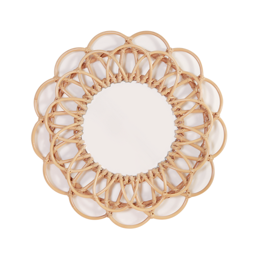 Zenyara Petal Shaped Rattan Mirror