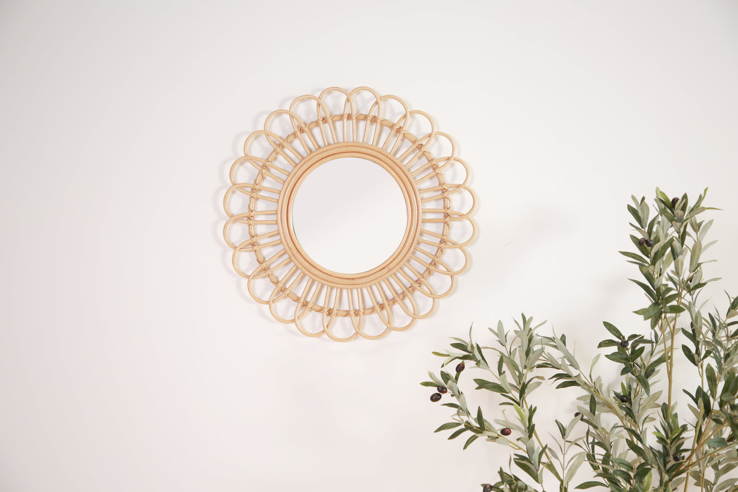 Zenyara Petal SShaped Rattan Mirror