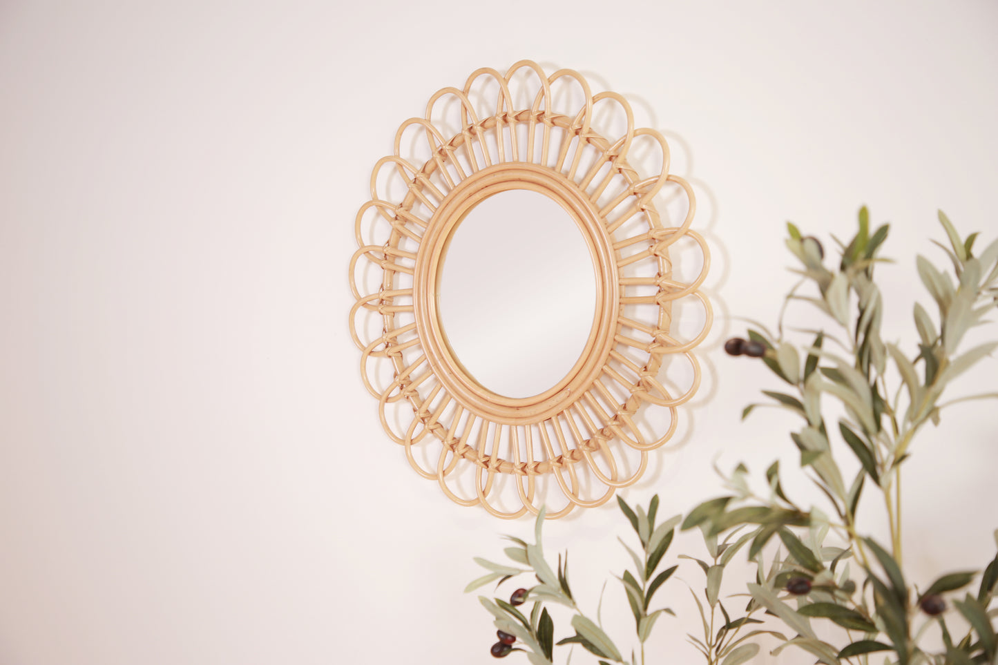 Zenyara Petal SShaped Rattan Mirror