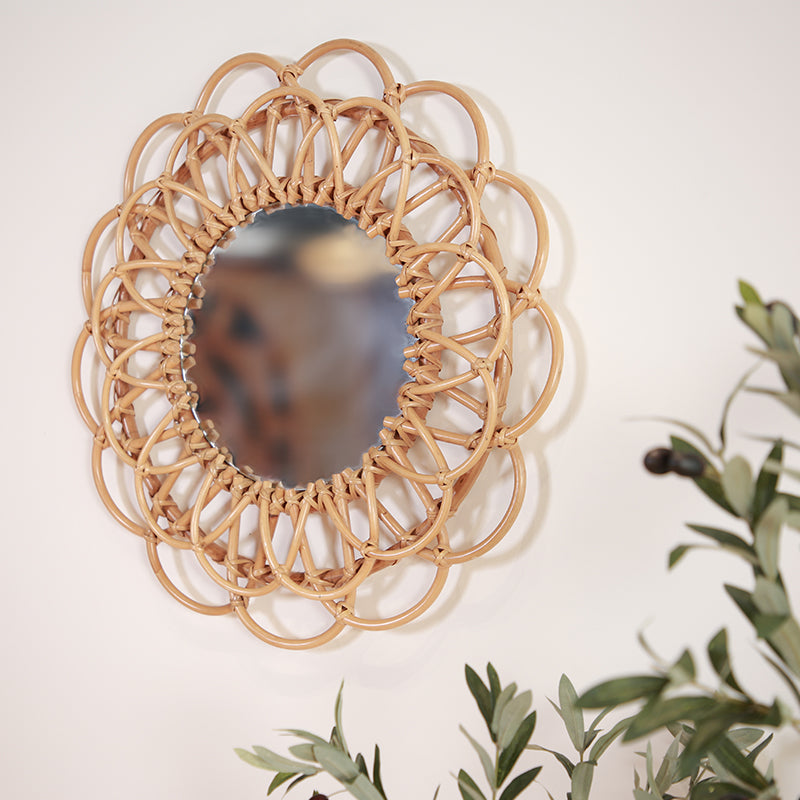 Zenyara Petal Shaped Rattan Mirror