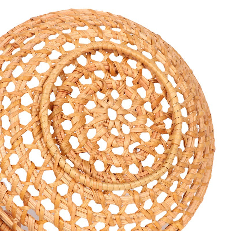 Zenyara Rattan Vintage Hollow Storage Tray, Round Mini Fruit Tray