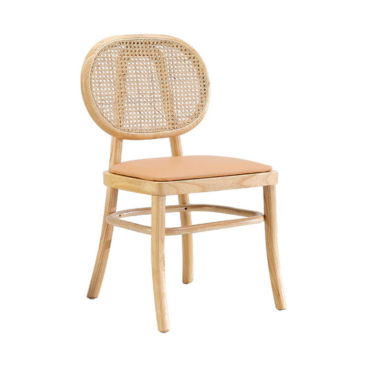 Zenyara Rattan Chair, Modern Minimalist Backrest Made of White Wax Wood